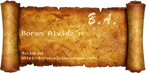 Boros Alvián névjegykártya